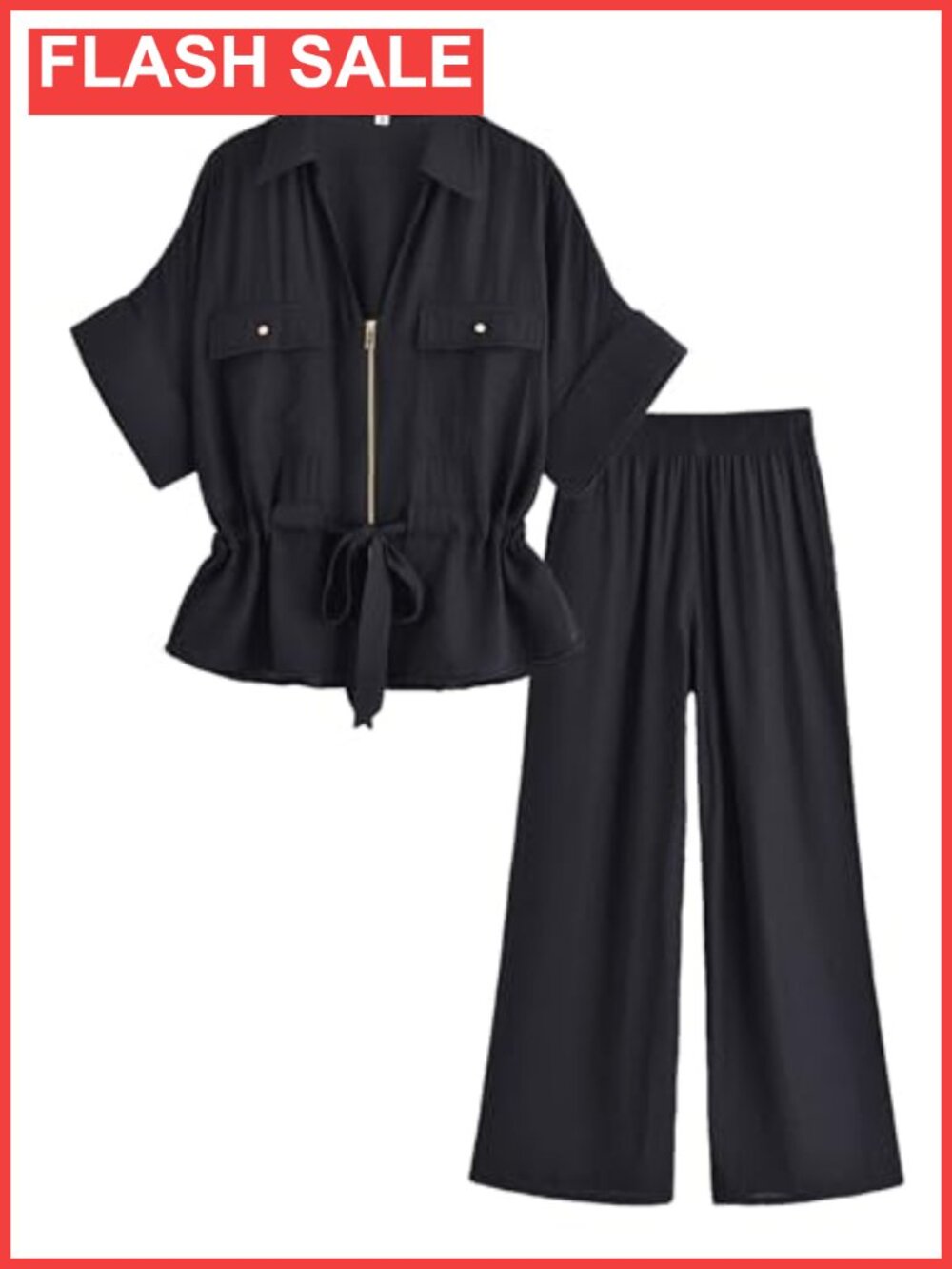 Women's 2 Piece Linen Summer Lounge Set with Pockets